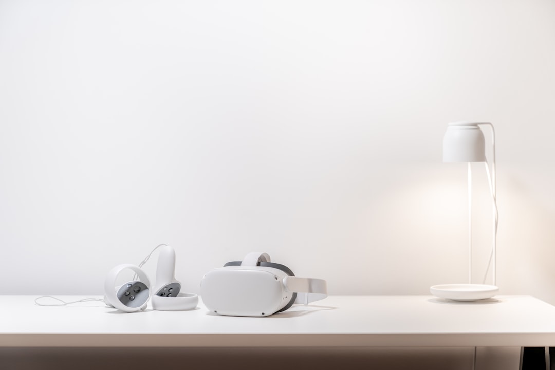 oculus quest 2 on white desk with lamp