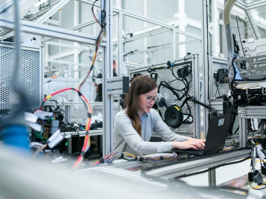 Female electronics engineer runs vehicle tests